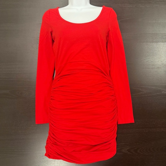 Express Red Ruched Dress - Picture 4 of 4